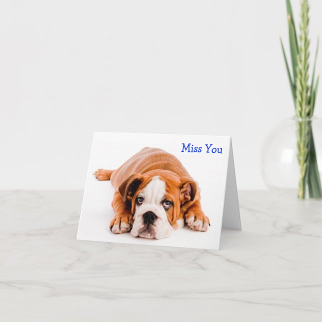 Tarjeta de saludo de Bulldog de Miss You - Verso (Anverso)
