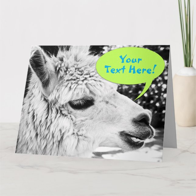 Tarjeta de saludo de burbuja de discurso de Llama  (Anverso)