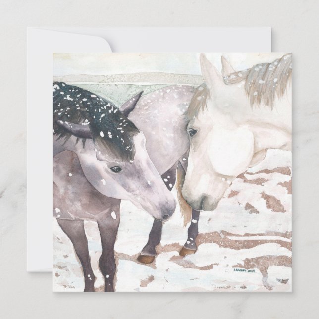 Tarjeta de saludo de caballo "Besos de invierno" (Anverso)