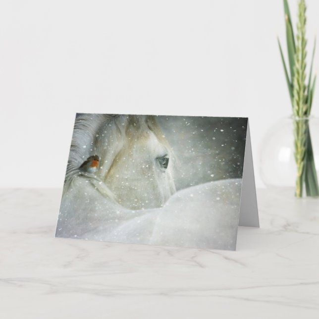 tarjeta de saludo de caballo en invierno (Anverso)