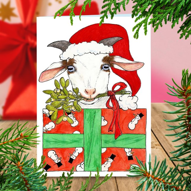 Tarjeta de saludo de cabra de navidades de Nicole  (Subido por el creador)