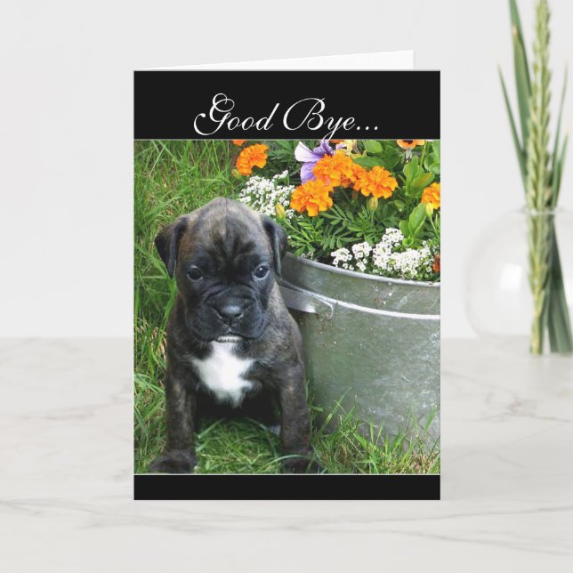 Tarjeta de saludo de cachorro Good Bye Boxer (Anverso)