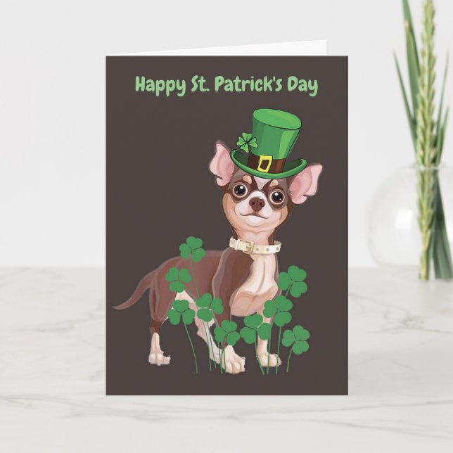 Tarjeta de saludo de cachorro St. Patrick's Day Ch (Anverso)