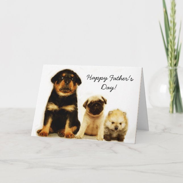 Tarjeta de saludo de cachorros del Día del Padre F (Anverso)
