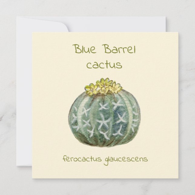 Tarjeta de saludo de cactus de Blue Barrel (Anverso)