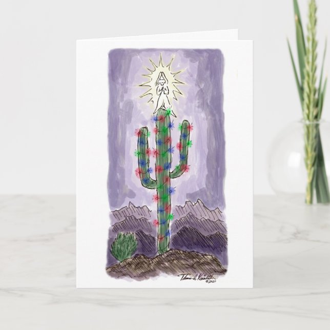 Tarjeta de saludo de Cactus navideño (Anverso)