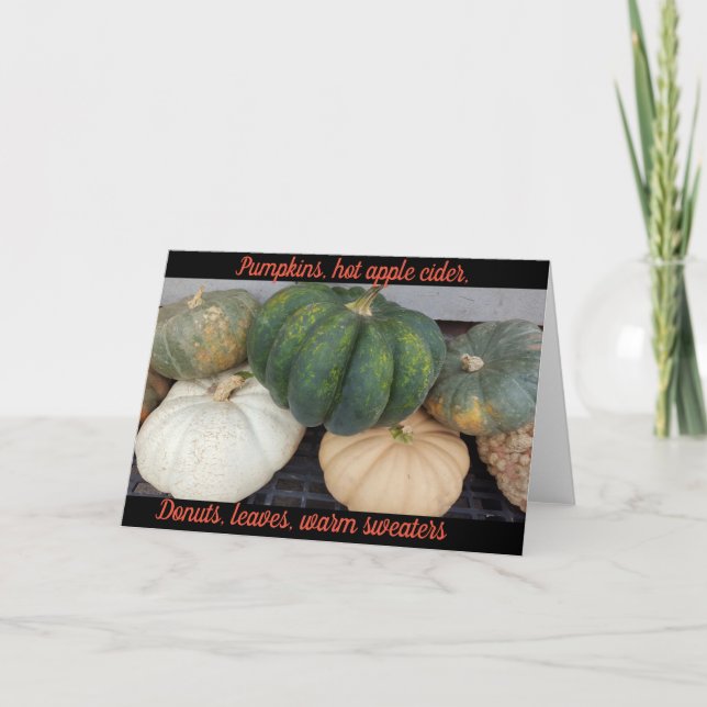Tarjeta de saludo de caída de calabazas (Anverso)