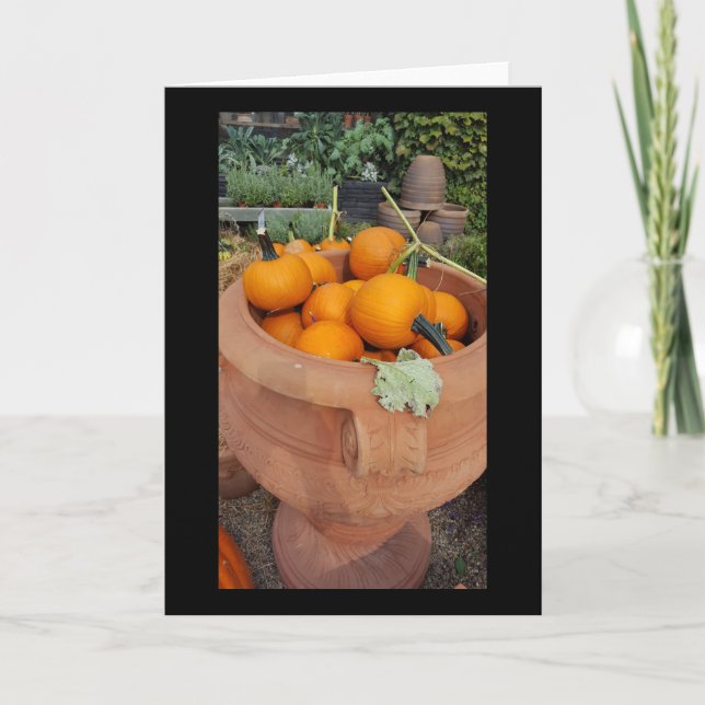 Tarjeta de saludo de caída de calabazas (Anverso)
