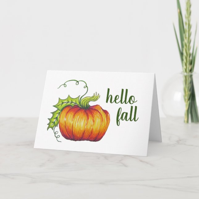 Tarjeta de saludo de calabaza "Hello Fall" (Anverso)