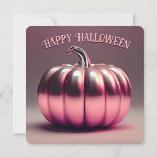 Tarjeta de saludo de calabaza rosa brillante