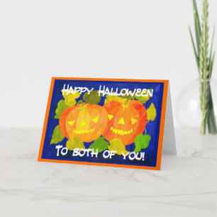 Tarjeta de saludo de calabazas de Halloween
