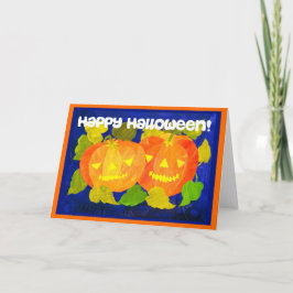 Tarjeta de saludo de calabazas de Halloween