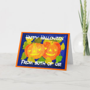 Tarjeta de saludo de calabazas de Halloween