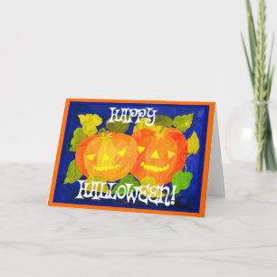 Tarjeta de saludo de calabazas de Halloween