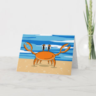 Tarjeta de saludo de cangrejo Naranja Cute