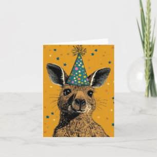 Tarjeta de saludo de canguro festivo - Cumpleaños