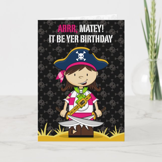 Tarjeta de saludo de Capitán Pirata chica (Anverso)