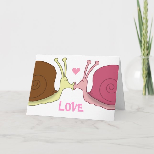 Tarjeta de saludo de caracoles enamorados (Anverso)