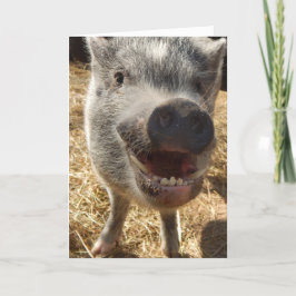 Tarjeta de saludo de cerdo con sonrisa personaliza