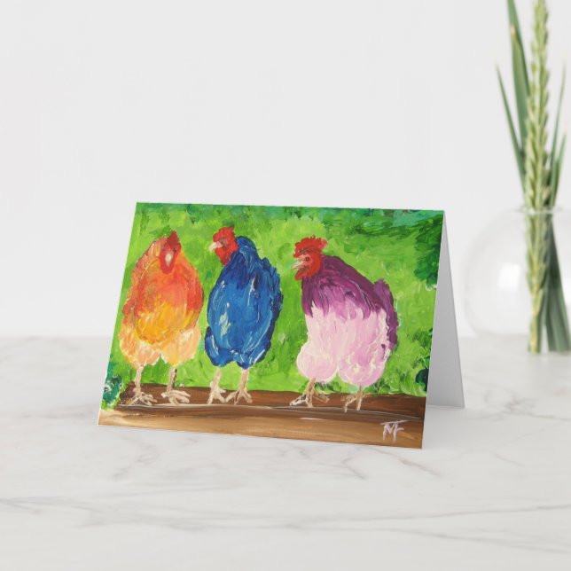 tarjeta de saludo de chat de pollo (Anverso)
