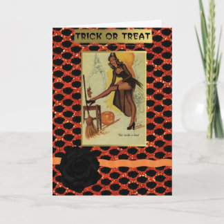 tarjeta de saludo de chica de halloween