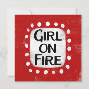 Tarjeta de saludo de chica en caso de incendio