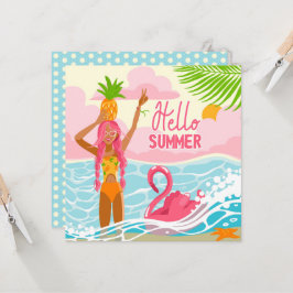Tarjeta de saludo de Chica Summer Beach