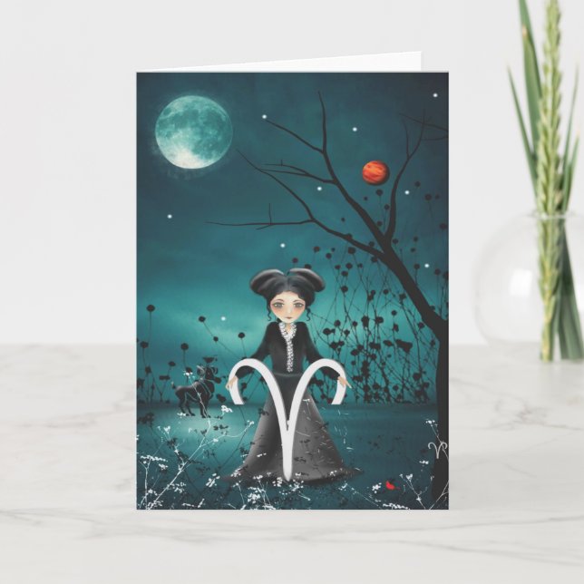 Tarjeta de saludo de Chicas zodiacos - Aries (Anverso)