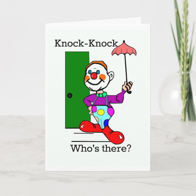 Tarjeta de saludo de Chiste Clown Knock-Knock (Anverso)