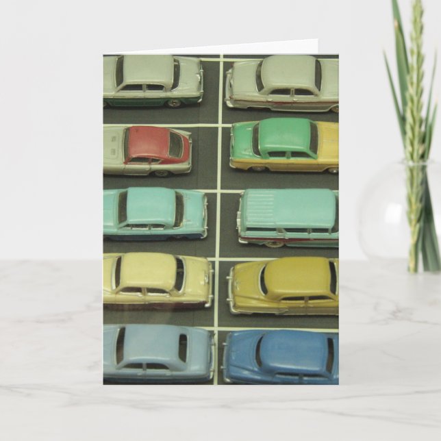 Tarjeta de saludo de coches Vintage de juguete (Anverso)