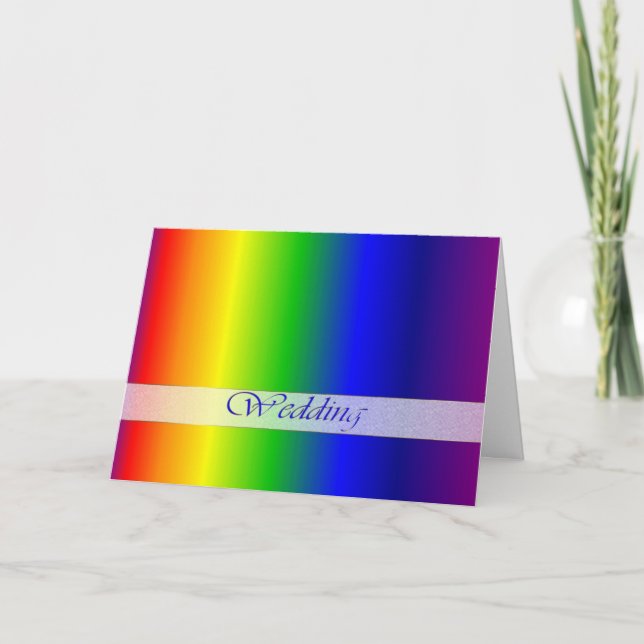 Tarjeta de saludo de colores arcoiris boda (Anverso)