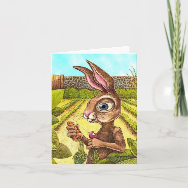 Tarjeta de saludo de conejo divertido (Anverso)