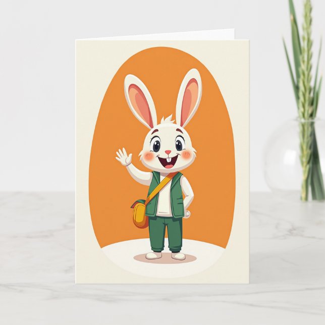 Tarjeta de saludo de conejo feliz (Anverso)