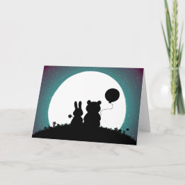 Tarjeta de saludo de Conejo y Boda de Oso Cute