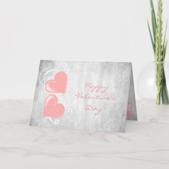 Tarjeta de saludo de Corazón de San Valentín rosa (Anverso)