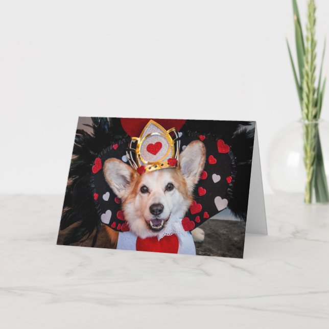 Tarjeta de saludo de Corgi Valentine King of Heart (Anverso)
