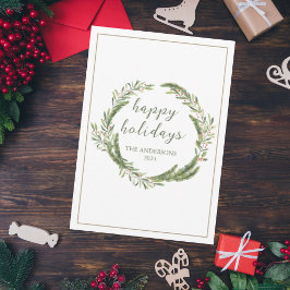 tarjeta de saludo de corona de vacaciones para nav