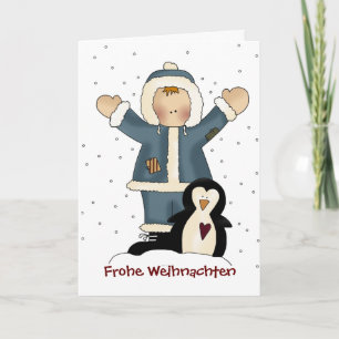 Tarjeta de saludo de Country Boy and Penguin Navid