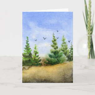Tarjeta de saludo de Country Road "Crows in Pines"
