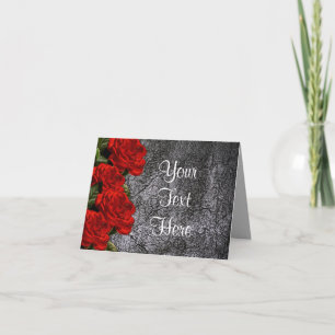 Tarjeta de saludo de cuero negro rosa rojo de toda