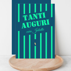 Tarjeta de saludo de cumpleaños azul tanti auguri 