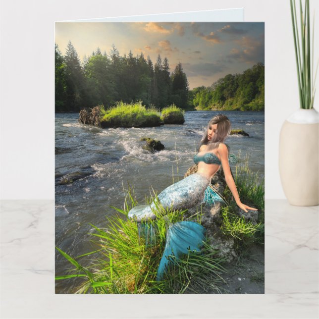 Tarjeta de saludo de cumpleaños de bonito MERMAID  (Anverso)