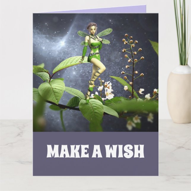 Tarjeta de saludo de cumpleaños de FAIRY ELF CHICA (Anverso)