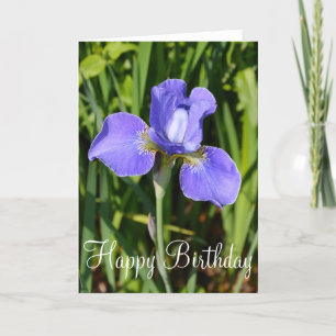 Tarjeta de saludo de cumpleaños de flores de iris 