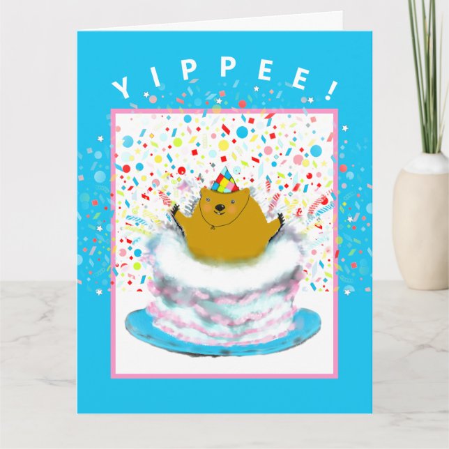 tarjeta de saludo de cumpleaños de groundhog (Anverso)