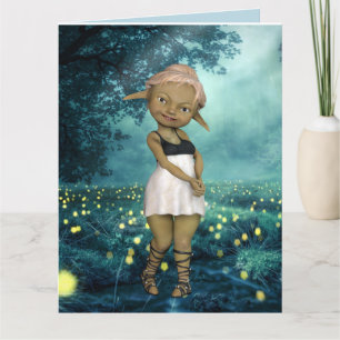 Tarjeta de saludo de cumpleaños ELF CHICA FIREFLIE