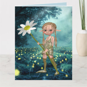 Tarjeta de saludo de cumpleaños ELF CHICA FIREFLIE