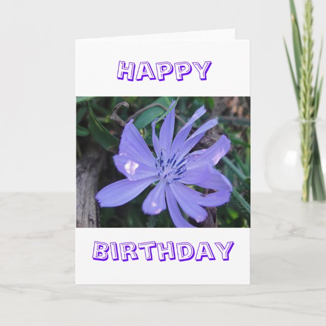 Tarjeta de saludo de cumpleaños flor azul (Anverso)