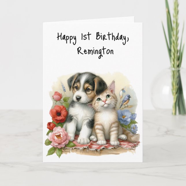Tarjeta de saludo de cumpleaños para bebé de cacho (Anverso)