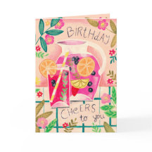 Tarjeta de saludo de cumpleaños sangría de verano